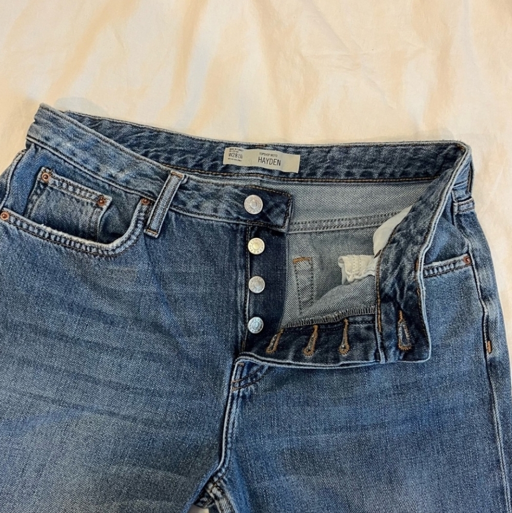 Top Shop Hayden Moto Button Fly boyfriend Jeans Size 28